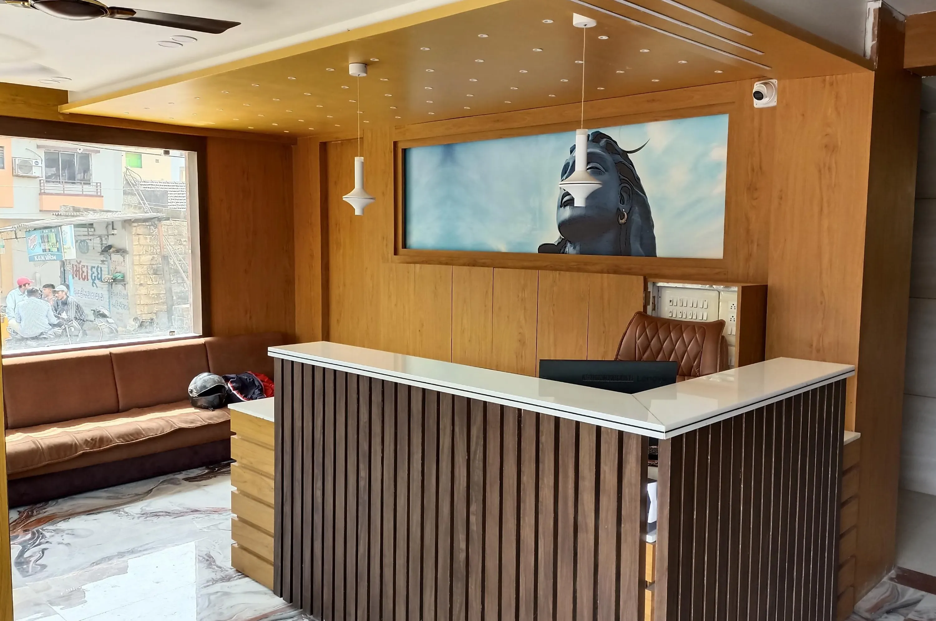 Reception desk area at Hotel Shiv Sadan Somnath
